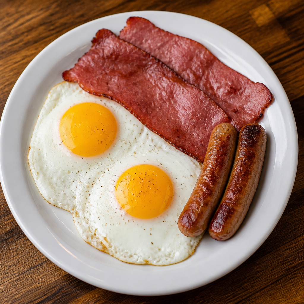 Two Eggs + Turkey Bacon or Turkey Sausage